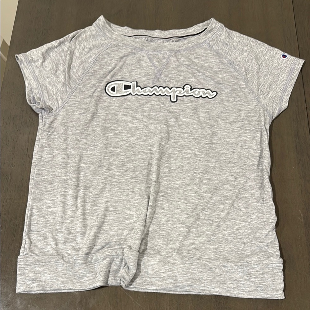 Champion Heather Gray Tee with Logo